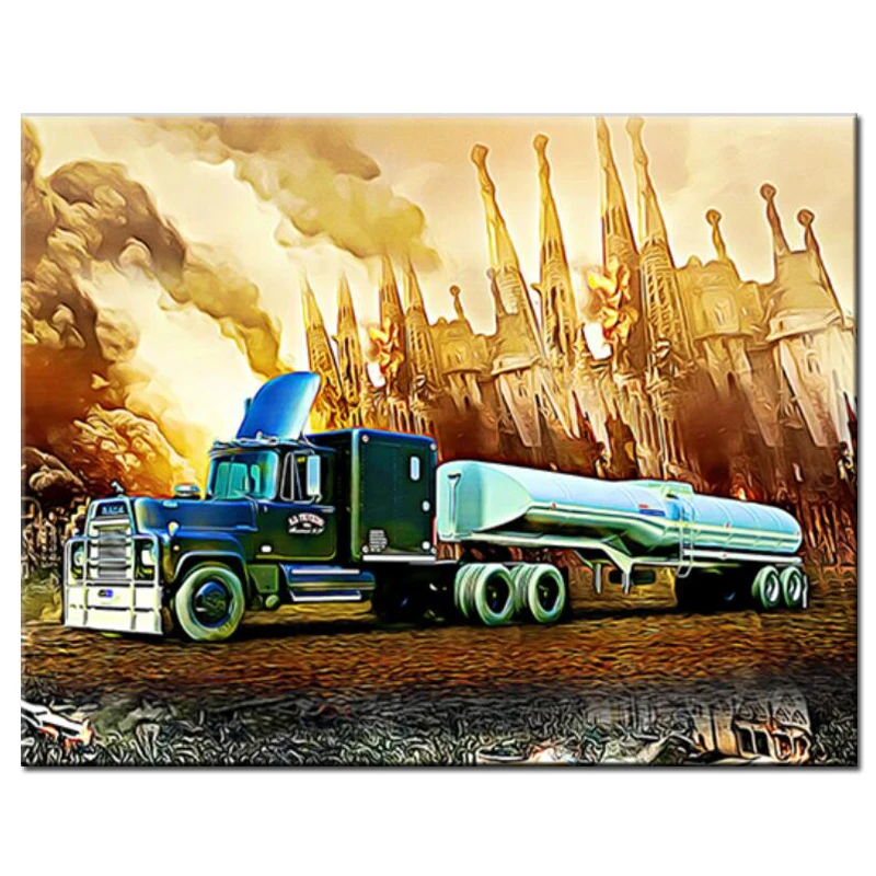 5D Diamond painting trucks full square round diamond embroidery Cross Stitch Trailer car mosaic boy's room decorZP-3045 | Дом и сад