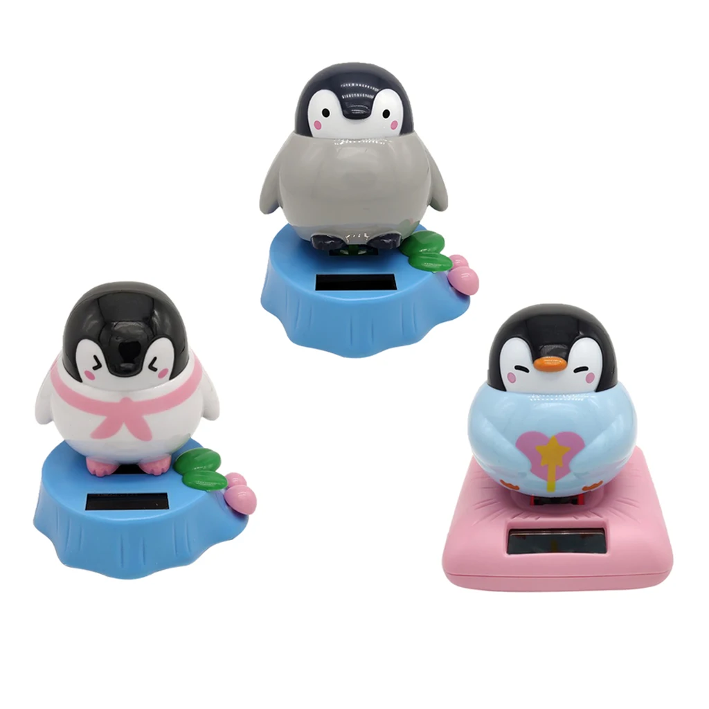 3pcs Cartoon Solar Powered Dancing Swing Figure Penguin Model Toy Dashboard Car Desk Decoration