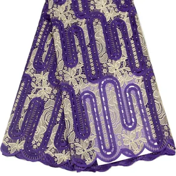 

African Organza Lace 2019 High Quality Embroidery Fabric with Stones African Aso Ebi Lace Fabrics for Nigerian Wedding Party