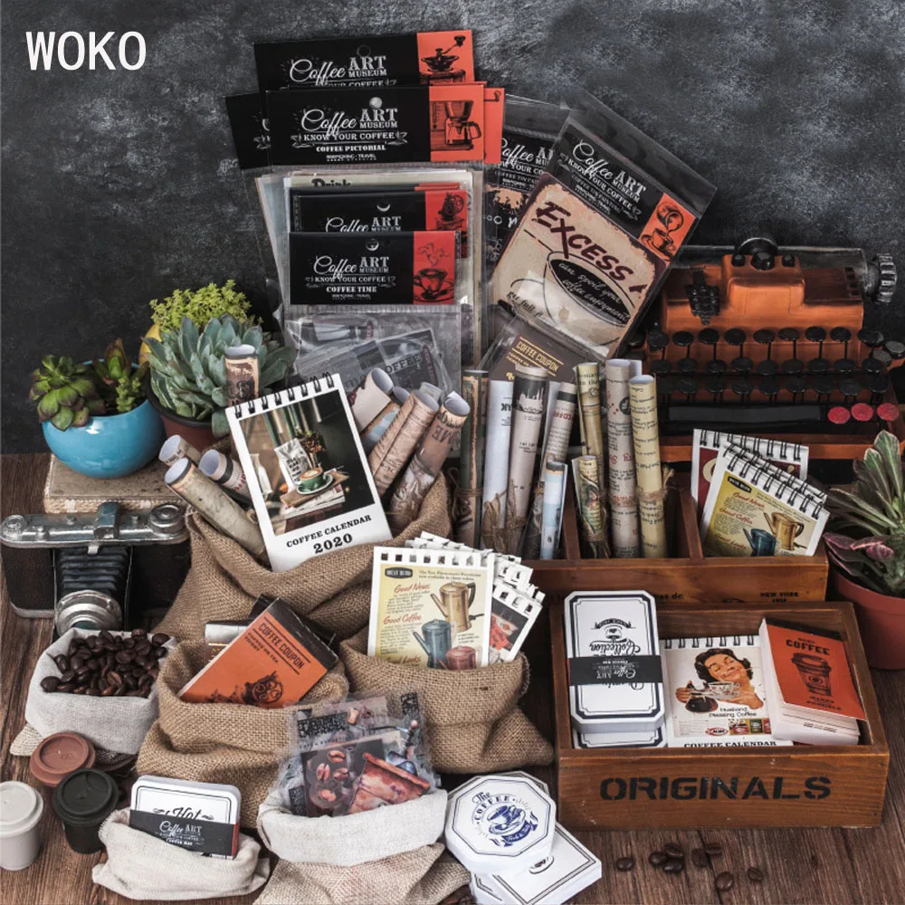 WOKO 30 шт кофейные наклейки для домашних животных Ретро Рисованные кофейные зерна/белый кофе/штамп/старый кофе пятна наклейки для скрапбукинга DIY