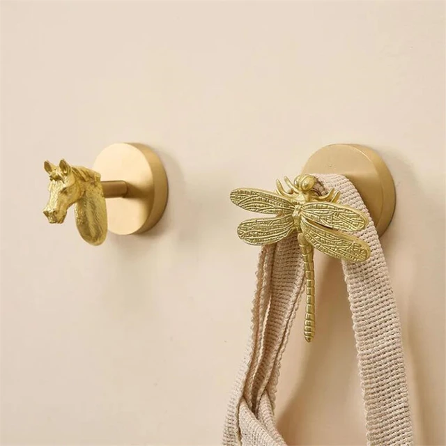 No Drilling Wall Mount Hook Brass Towel Hook For Bathroom Clothes Coat Hook  Gold Bedroom Hook