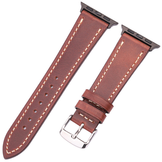 Leather Loop Bracelet Belt For Apple Watch Band Strap 44mm 42mm 40mm 38mm SE Series 6 5 4 3 2 1 Cowhide Watchbands