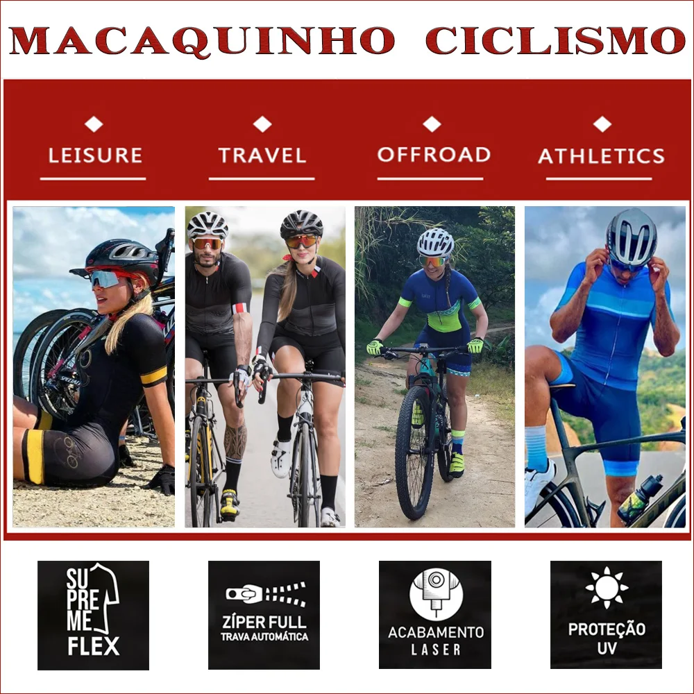 여성용 사이클링 브라질 점프 슈트 무료 배송 블루 긴 소매 트라이 애슬론 젤 반바지 Macaquinho Ciclismo Bike Clothes 2022