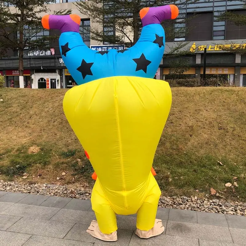 Handstand Clown Inflatable Costume Funny Blow up Outfit Halloween Cosplay Party Dress Clothes for Adult