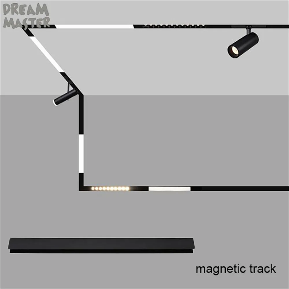 Промышленный Высокий конец DC24V Магнитный трек черная Встраиваемая полоса для