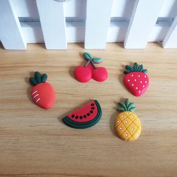 

10Pcs/lot Kawaii Fruits Silicone Flatback Cabochon PVC Soft Rubber Cherry Pineapple Headwear Accessories DIY Decoration Crafts