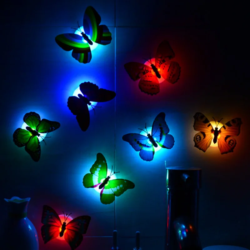 4pcs Butterfly Colorful Small Night Light Butterfly-shaped Led Light Doll Night Light Toys