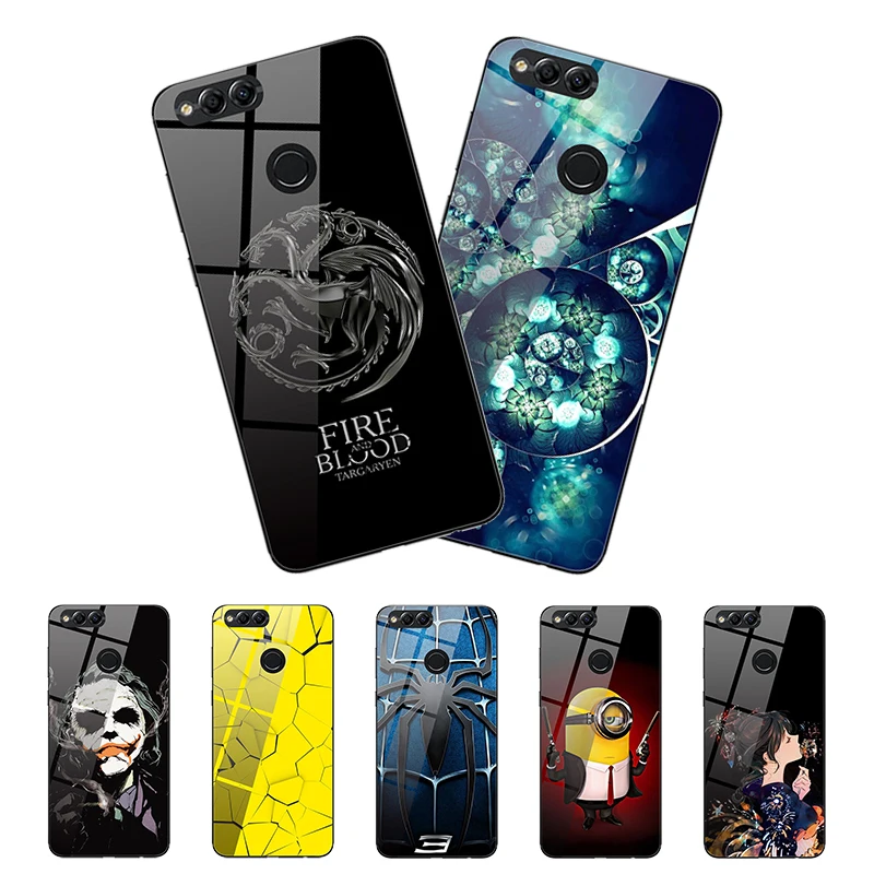 

For Huawei Honor 8X 8C 7 Case Tempered Glass Space Back Phone Case Bumper For Huawei Honor 10 Cover on Honor 7A 7C Pro 7X Case