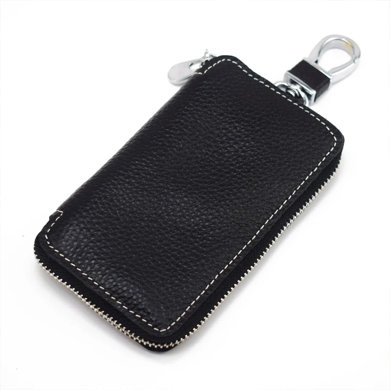 Genuine Leather Key Wallet Men Keychain Holder Pouch Purse Zipper Designer Car Key Case Multifunction Door Keys Housekeeper Bag