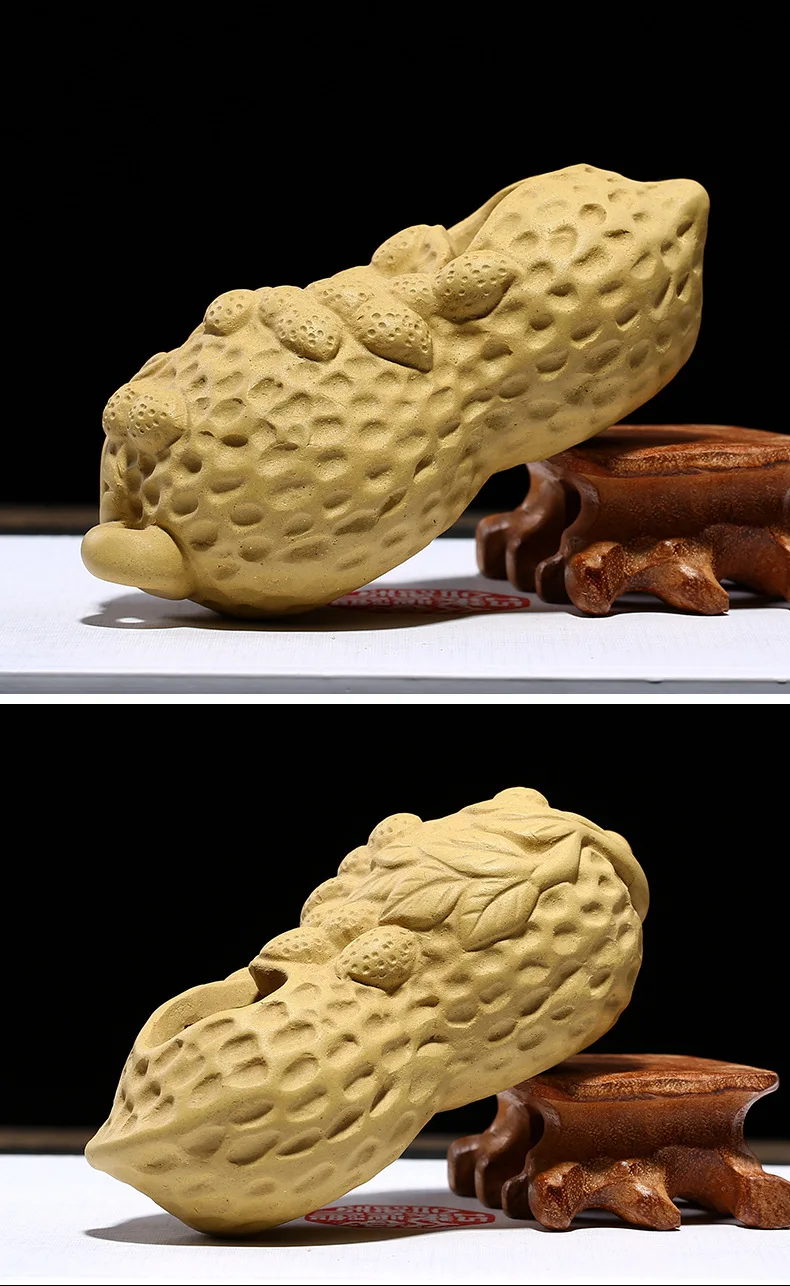 Clay Peanut Tea Ornaments Can Raise Wholesale Large Size Segment Mud Entirely Handmade Tea Set Decoration Clay Pet Anti-True Bor