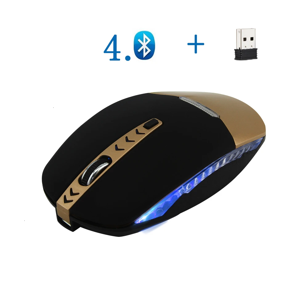 Золотой CHUYI 2,4G Беспроводная+ Bluetooth 4,0 Двухрежимная перезаряжаемая компьютерная оптическая мышь 1000 dpi USB Silent Mause для ПК ноутбука - Цвет: Золотой