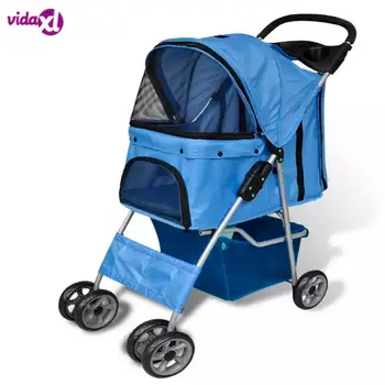 

vidaXL Folding Pet Stroller Dog/Cat Travel Carrier Blue