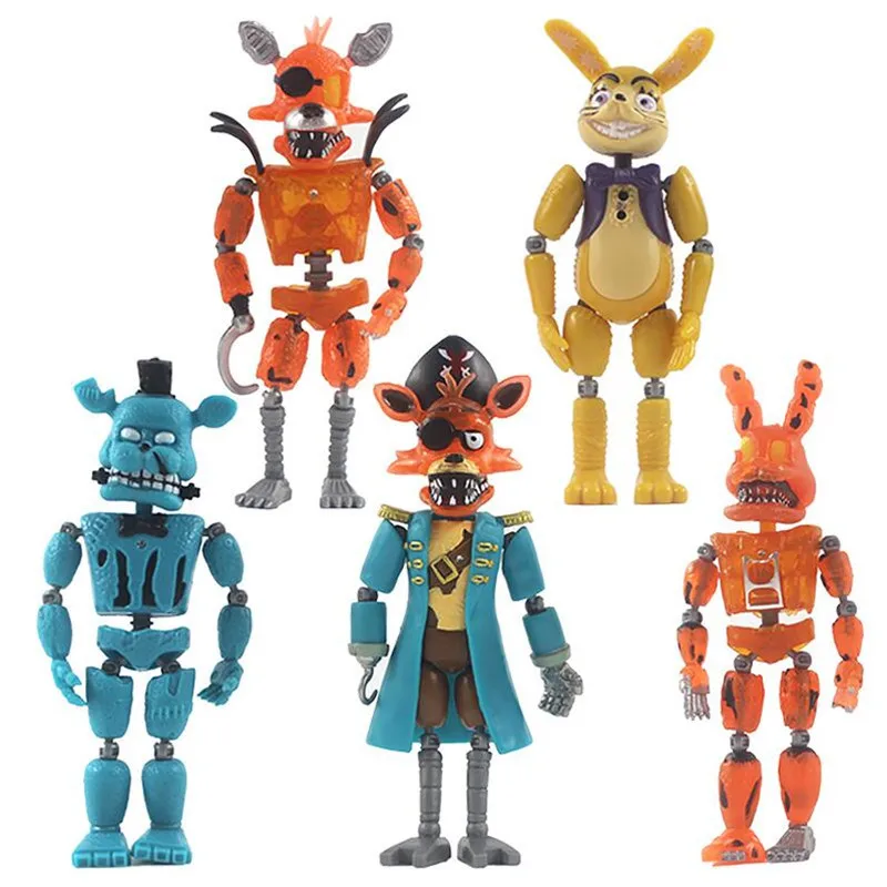 5Pcs/Set Anime Figure Five Night At Freddy Detachable Joint Fnaf Cute  Bonnie Bear Rabbit Foxy Action Figure Pvc Model Freddy Toy