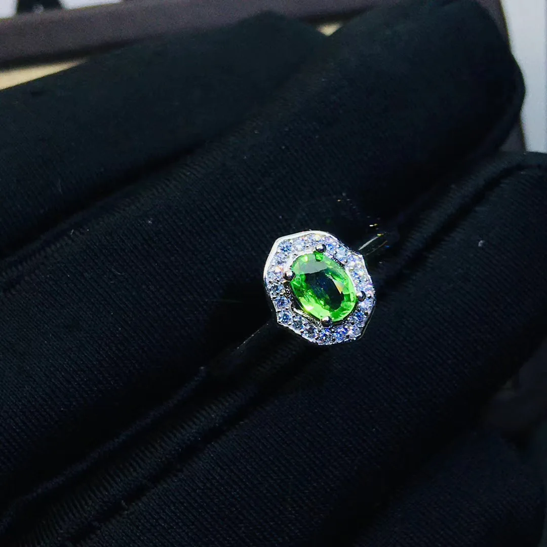 KJJEAXCMY ювелирные украшения 925 стерлингового серебра, инкрустированные натуральный кольцо с цаворитом модные женские туфли Поддержка обнаружения изысканный