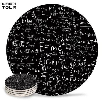 

4/6/8 PCS Blackboard Formula E=Mc^2 Placemat Ceramic Drink Coasters Table Decoration Kitchen Accessories Absorbent Moisture