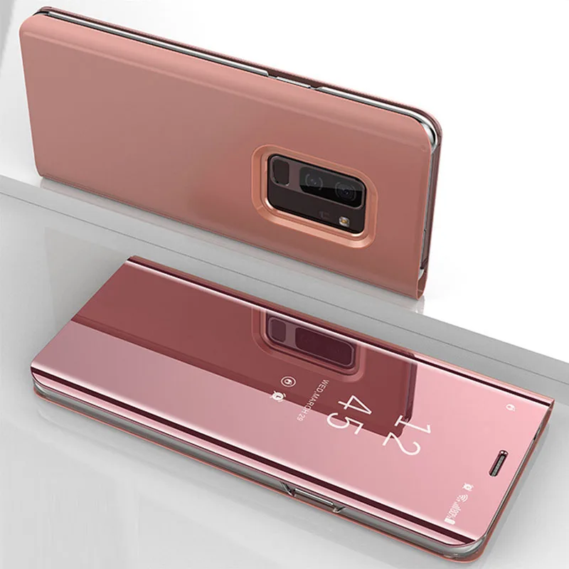 Роскошный зеркальный кожаный флип-чехол для телефона для vivo y67 y71 y75 y79 y81 y83 y85 y91 y95 y97 Y3 Z1 pro y7s z5x прозрачный чехол-накладка - Color: rose