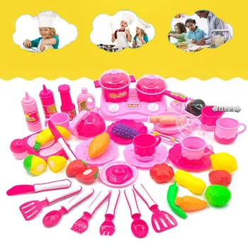 

46Pcs Kitchen Cooking Utensils Set Kitchen Play Toy Child Chef Role Play Costume