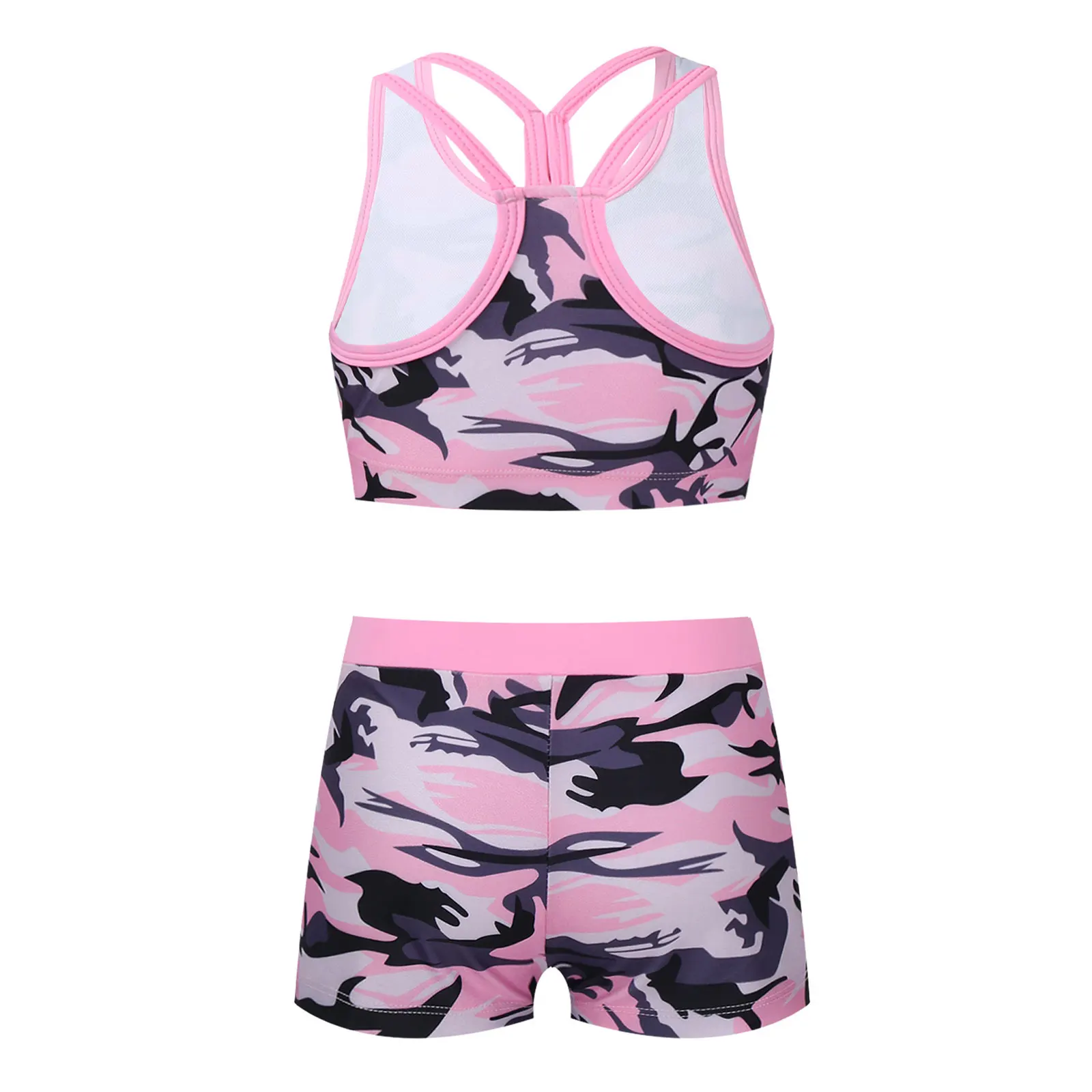 Kids Sports Suit 2Pcs Girls Swimsuit Summer Tanks Bra Shorts Set