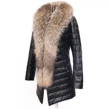 Зимняя женская куртка размера плюс из искусственной кожи, лоскутное меховое пальто с воротником из искусственного меха, длинное повседневное женское пальто из искусственной кожи