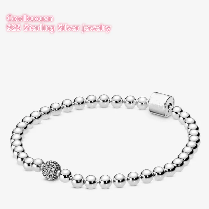 Оригинальные 925 пробы серебряные ювелирные изделия бусины& браслет паве Подходит европейский стиль подвески и бусы