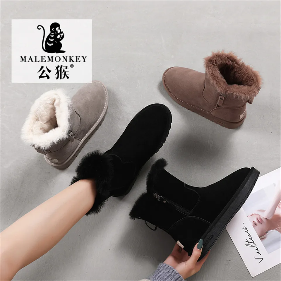MALEMONKEY/Роскошная брендовая Дизайнерская обувь; Новинка года; модная женская обувь; черные удобные мягкие женские зимние сапоги до середины голени на плоской подошве