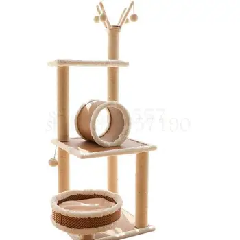 

Cat Climbing Frame Cat Nest Cat Tree One Large Cat Jumping Platform Villa With Nest Sisal Grabbing Board Cat Toy Cat Shelf