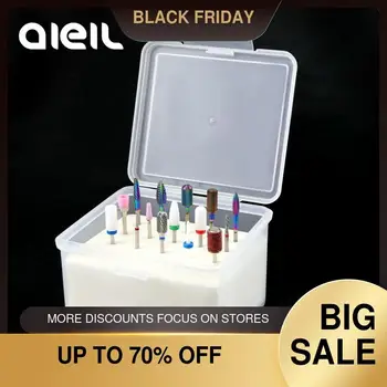 

20 Holes Nail Drill Bit Storage Box Manicure Drills Stand Display Transparent Container Manicure Accessories Acrylic Cover Tools