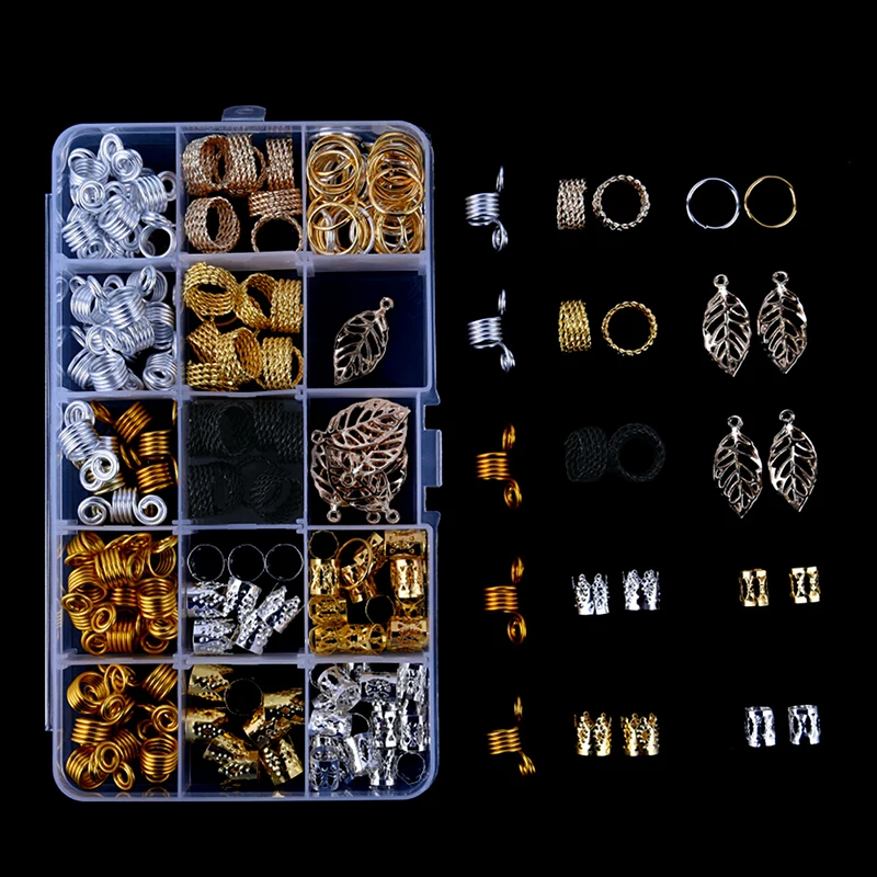 180 шт./кор. смешанные стили DIY косу волосы бусины дреды манжеты клип бусины кольца для волос