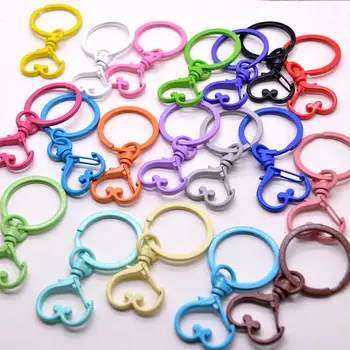 

10pc/lot 19 Colors Heart Keychains Lobster Clasps Hooks Key Chain Key Rings for DIY Trinkets Pom Pom Keychain Jewelry Findings