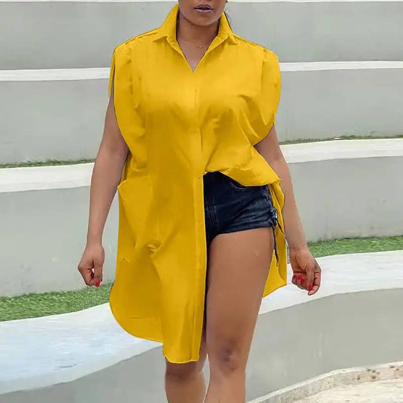 Blusas de de verano de 2021 a cuello Tops mangas lisos Bohemia fiesta Blusas Femininas Streetwears de camisas|Shirt| -