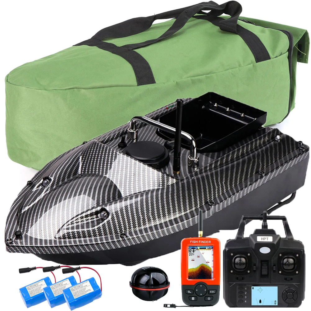 Bateau leurre pêche VERY100 500m GPS sans fil avec 2 trémies, sondeur GPS et sac pour pêche à la ligne précise