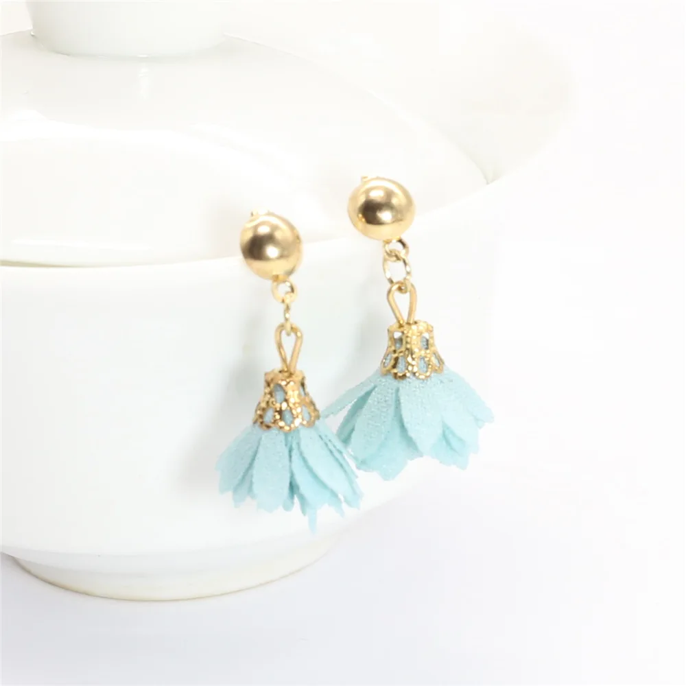 

Fashion Bohemia Statement Tassel Earrings Blue Color Flower Drop Earrings for Women Wedding Fringed Earrings Jewelry Gift 2019