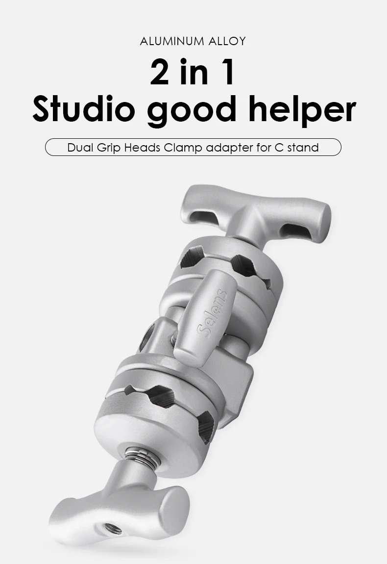 Selens 2 in1 C Stand Heavy Duty Grip Head Photography Mounting Adapter Metal Hol