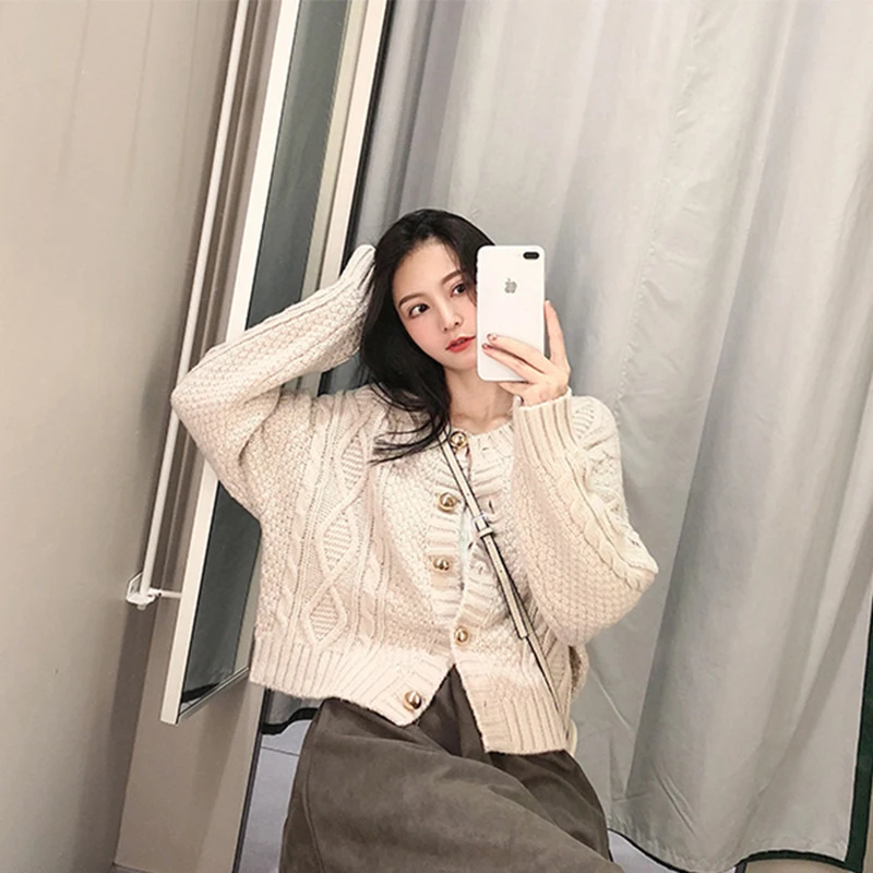 Jvcake Women's Fashion Cardigans Knit Sweater Long Sleeve Autumn Winter Beige Purple White image 4