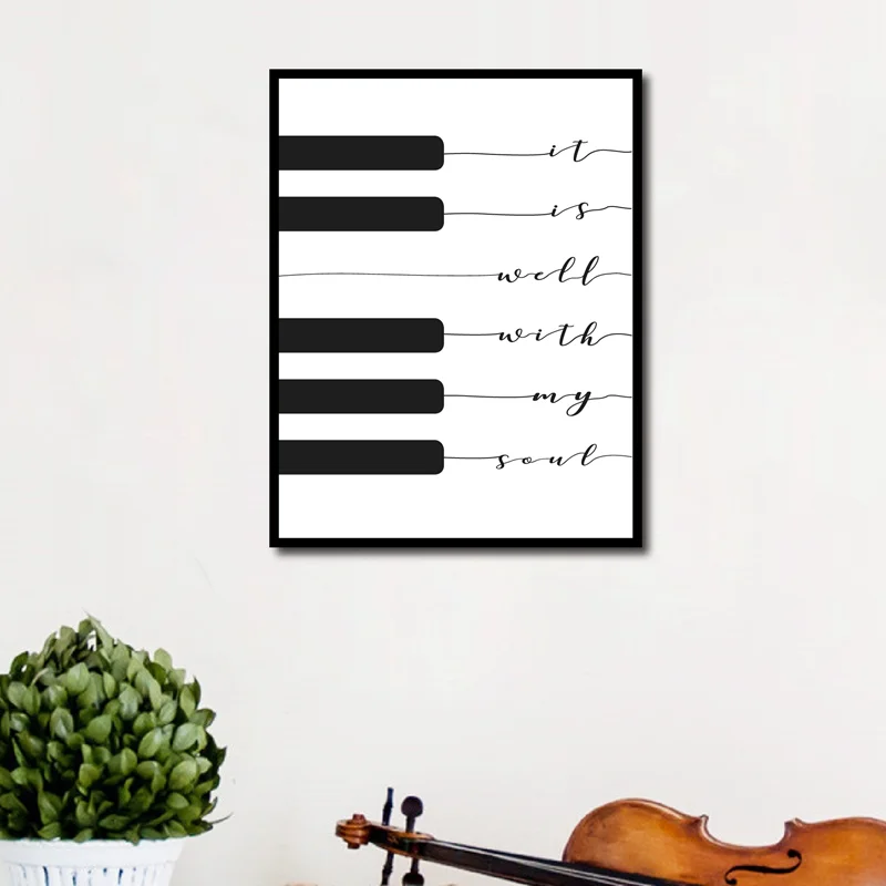 Lyric Print It Is Well With My Soul Music Poster Piano Keyboard Wall Art Canvas Painting Picture Home Decor
