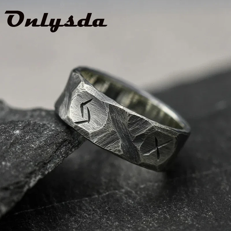 Cool Stuff Stainless steel Odin Norse Viking Amulet Rune Couple rings For Men Women Words Retro Jewelry free shipping OSR708