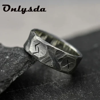 Cool Stuff Stainless steel Odin Norse Viking Amulet Rune Couple rings  For Men Women Words Retro Jewelry free shipping OSR708