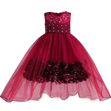 Детские платья для девочек; длинное платье с цветочным узором для девочек; платье принцессы для свадебной вечеринки; Детские платья для первого причастия для девочек