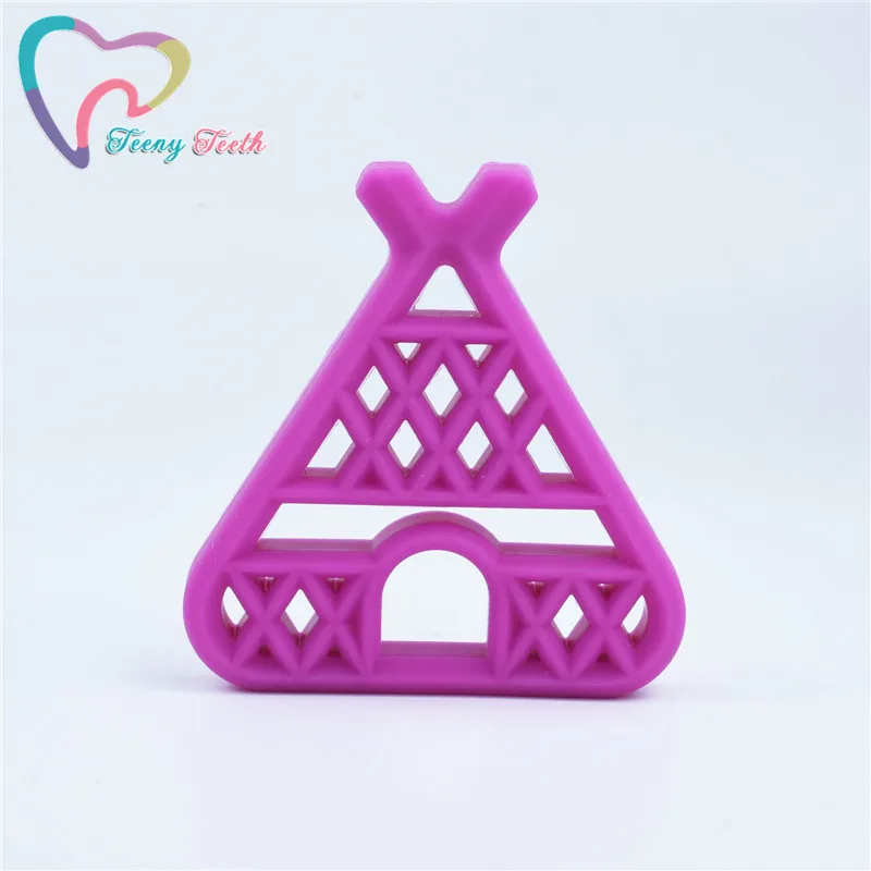 Fuchsia Силиконовые Прорезыватели для зубов Teeny из 2 предметов, Прорезыватель для зубов, детская пустышка, типи, подвеска «сделай сам», детские ювелирные изделия для кормления, треугольный Прорезыватель - Окраска металла: Fuchsia