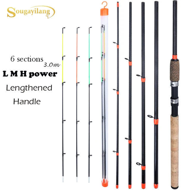 US $15.97 Sougayilang New Feeder Fishing Rod Lengthened Handle6 Sections Fishing Rod L M H Power Carbon Fiber
