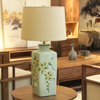 

Chinese Blooming Osmanthus Pattern Ceramic Table Lamp For Bedroom Bedside Lamps Lighting Art Decor Modern Porcelain Crafts Light