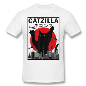 

Catzilla Cat T-Shirt Men Basic Tee Shirt Funny Design Gojira Godzillar japanese monster hero Streetwear Print Homme Top