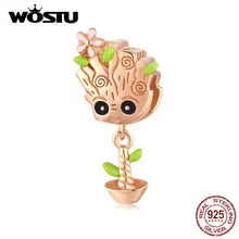 WOSTU Горячая Мода 925 пробы серебро Treant подвески из розового золота подходит браслет кулон бусины Аутентичные ювелирные изделия подарок CTC130