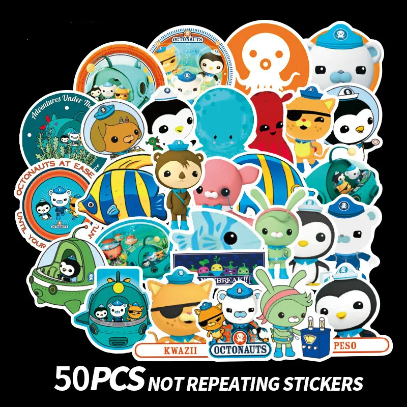 50 шт./компл. морское приключение анимации «Octonauts» наклейки с изображением мультипликационных персонажей для детей мини пузырчатые наклейки для малышей с узором в виде игрушек; наклейки