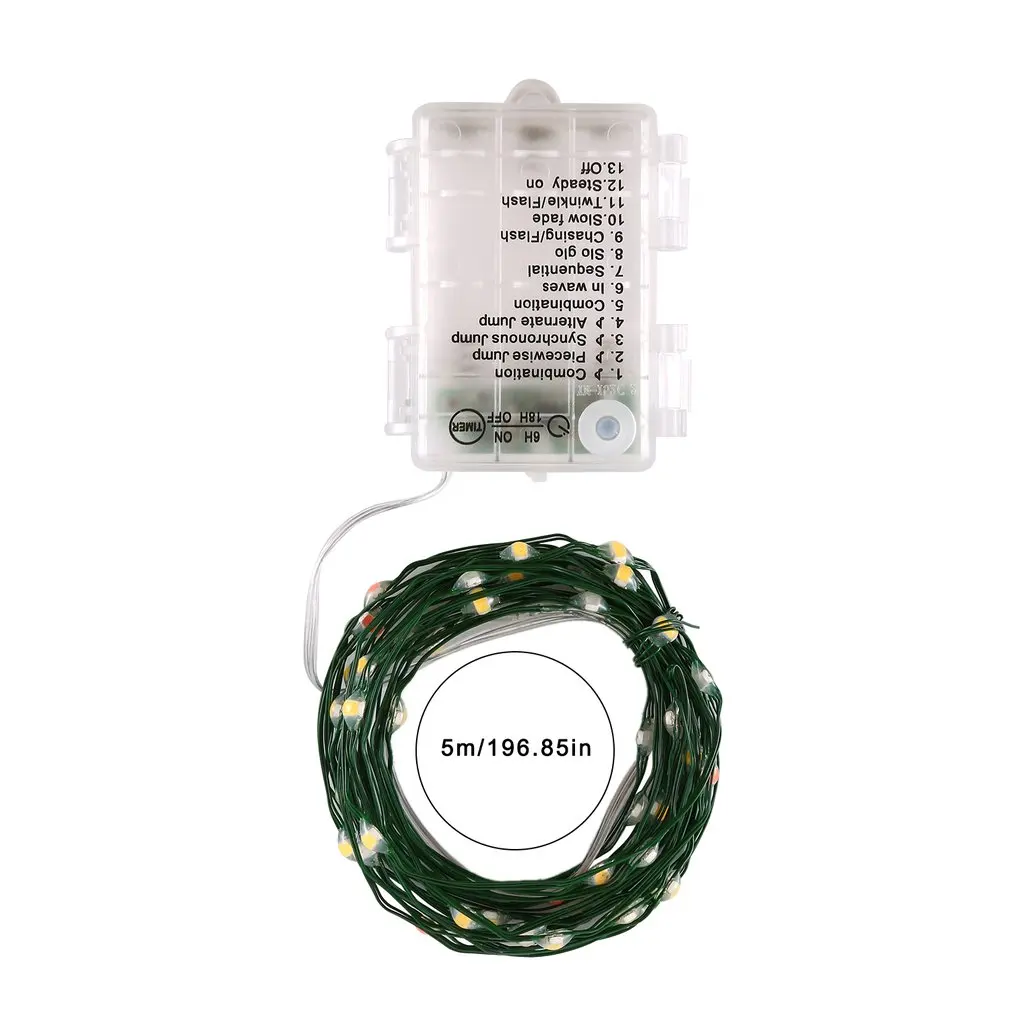 ICOCO Three-Line Multicolored Dark Green Line Voice Control 3Aa Waterproof Remote Control Battery Box Light String