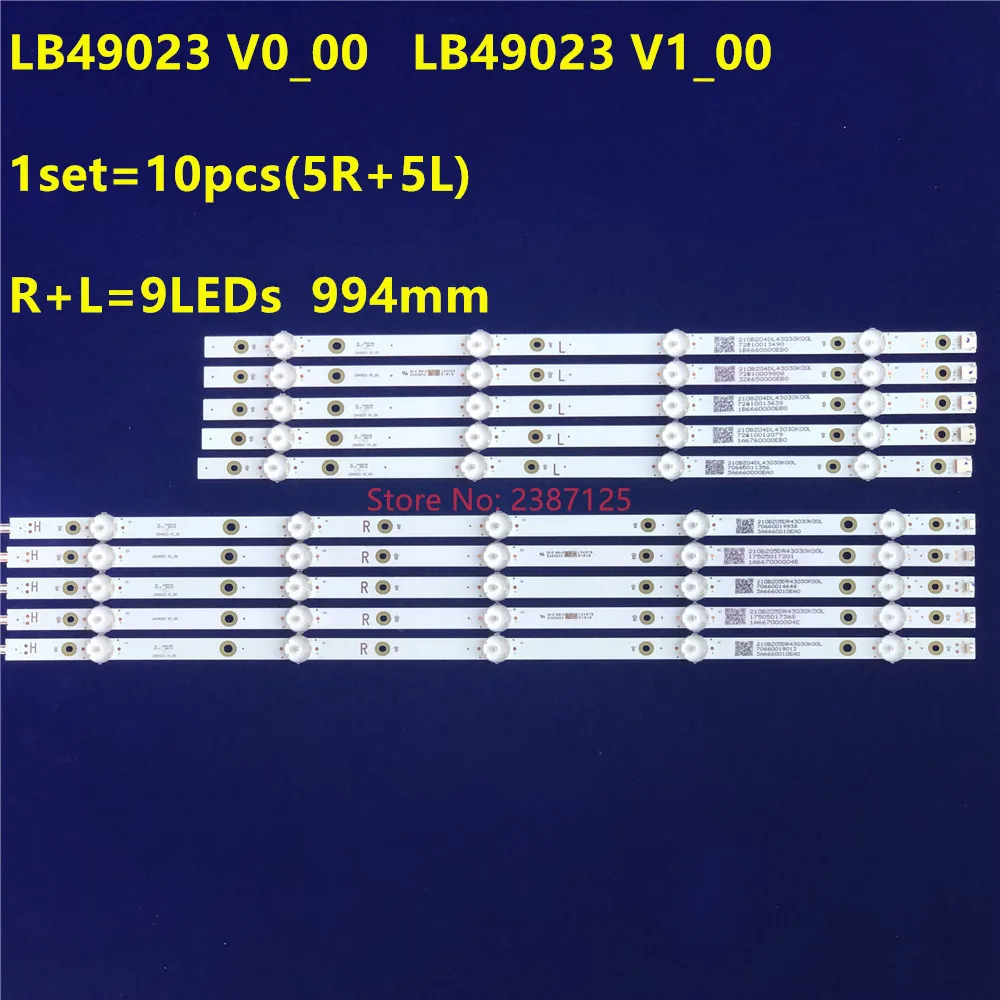 Új 10db ledes backlight csík fo 49PUS7503/12 49PUS6162/12 49PUS6262 49PUS6412 LB49021 LB49023 V1_00 3A6560000EA0 3A6560010EA0