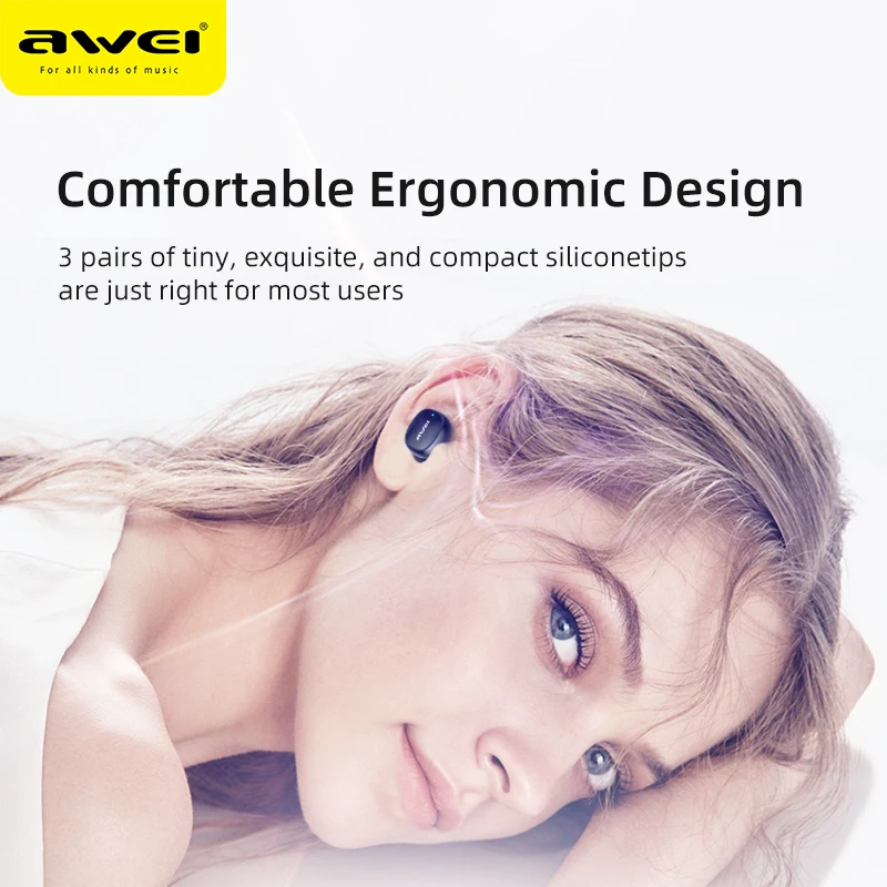 AWEI T13 TWS настоящие беспроводные Bluetooth наушники бас HiFi в ухо мини Капсула сенсорный