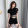 Hot Shorts Summer Sexy Women Casual Shorts Hollow Out Bandage Punk Rock High Waist Worn-out Hole Black Shorts Vintage Lady ► Photo 2/6