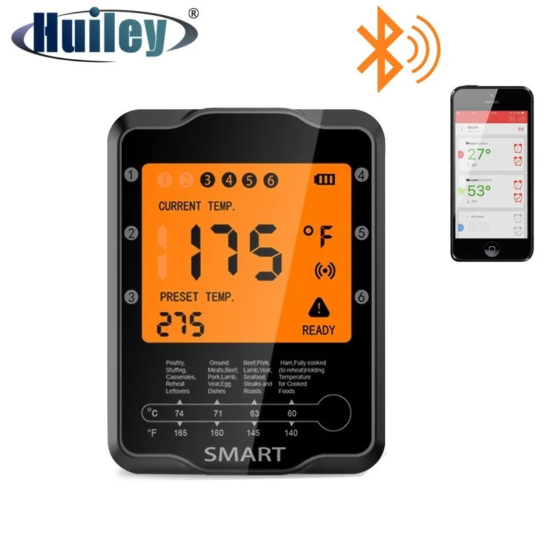 Беспроводной цифровой термометр для барбекю кухонный Bluetooth еды с щупом и