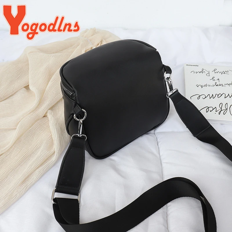 Yogodlns Fashion Shoulder Bag For Women PU Leather Bucket Bag Casual Small Round Shoulder Bags Brand Designer Lady Crossbody Bag